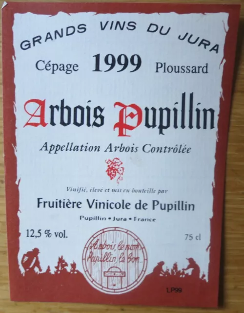 Etiquettes vin FRANCE ARBOIS PUPILLIN 1999 Fruitiere Vinicole Pupil wine labels