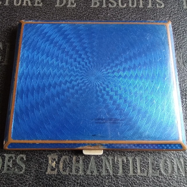 JOLI ÉTUI À cigarettes art déco guilloché / émaillé bleu EUR 39,00 - PicClick FR