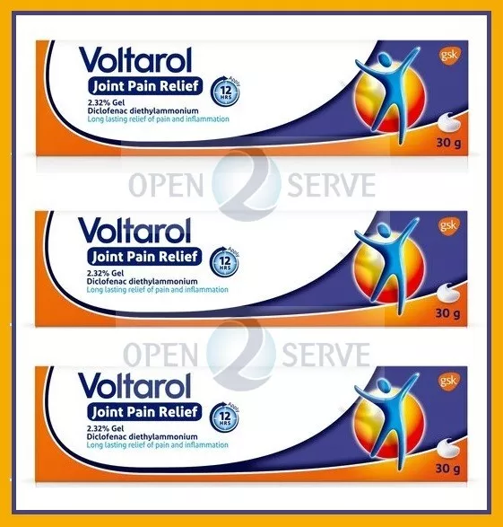 3x Voltarol 2.32% 12H RELIEF Pain Relief Gel ANTI INFLAMMATORY JOINTS 2025- 30g