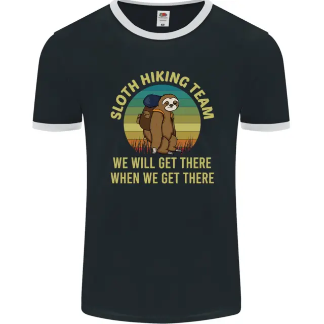 Sloth Hiking Team Funny Trekking Walking Mens Ringer T-Shirt FotL