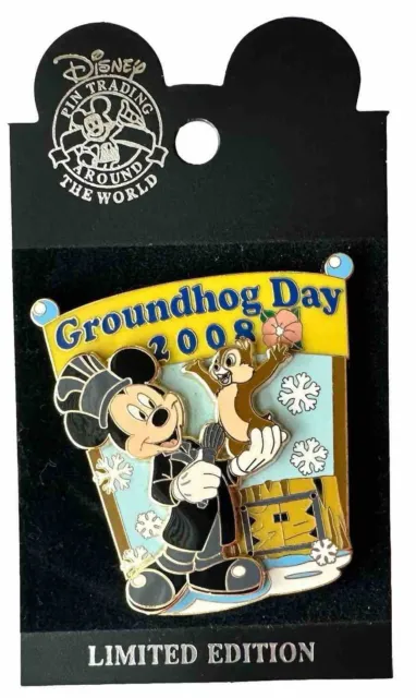 DISNEY GROUNDHOG DAY 2008 MICKEY MOUSE   CHIP Dale PIN LE