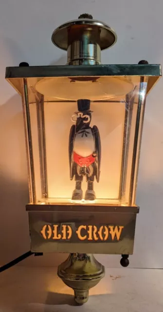 Vintage Old Crow Whiskey Advertising Light Sign Display Backbar Statue