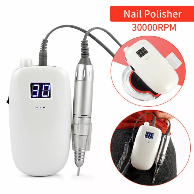 30000RPM Electric USB Cordless Nail File Drill Kit Manicure Pedicure Machine