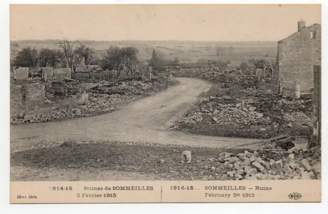 SOMMEILLES - Meuse - CPA 55 - le village en ruines