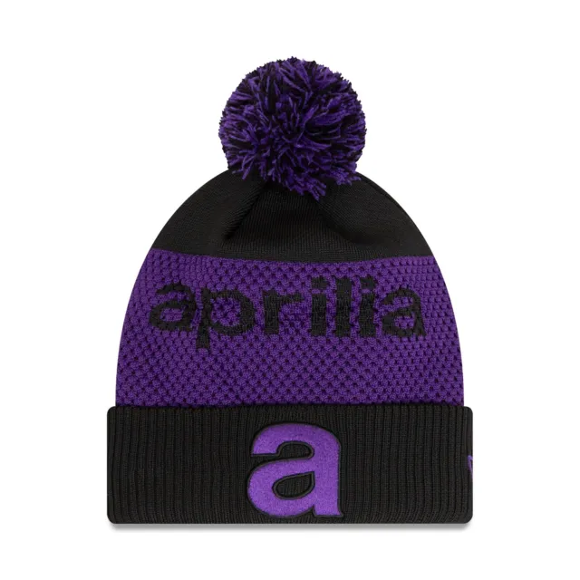 Aprilia New Era Oficial Wordmark Pom Gorro Negro Morado Envío Reino Unido Gratis