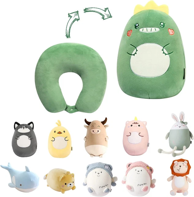 JOYRAVO Kids Travel Pillow - 2-in-1 Deformable Neck Pillow, Soft U-Shaped Pillow