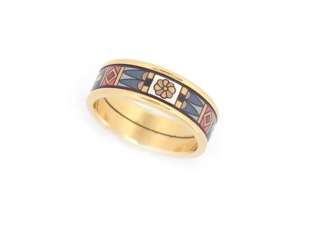 Bague Vintage – Or De Tolède Et Lucite Effet Nacré, Taille 53, Modèle Anneau Noir Et Doré (occasion)