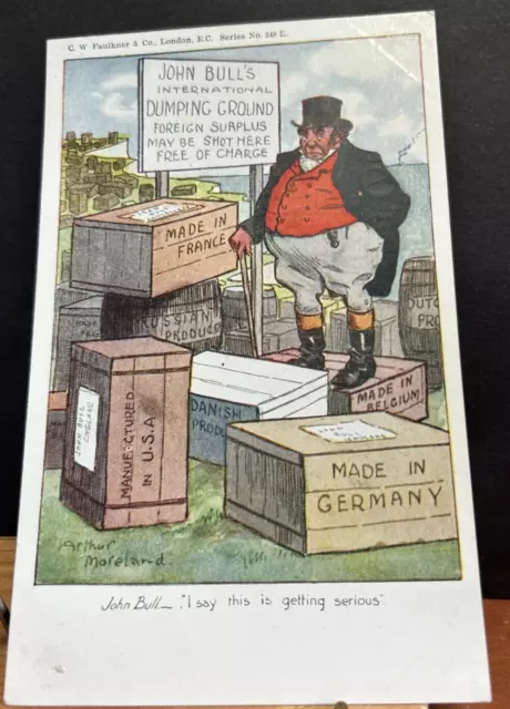 Vintage postcard John Bull I say this is getting serious by Arthur Moreland