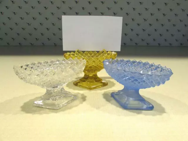 3 Westmoreland English Hobnail  Open Salt Cellars  Amber, Blue, Clear
