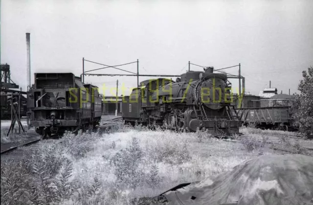 Rail Yard Scene - Steam Locomotive / Tender - Vintage Railroad Negative