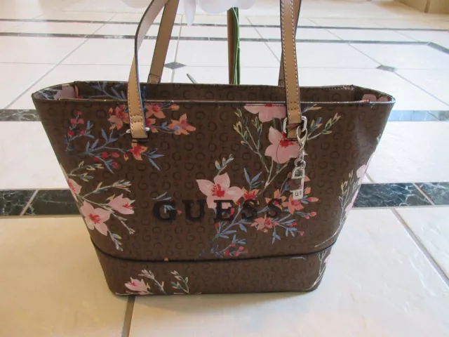 Guess Rodney Signature G Large Tote Bag Cocoa Multi With Guess Logo New With Tag