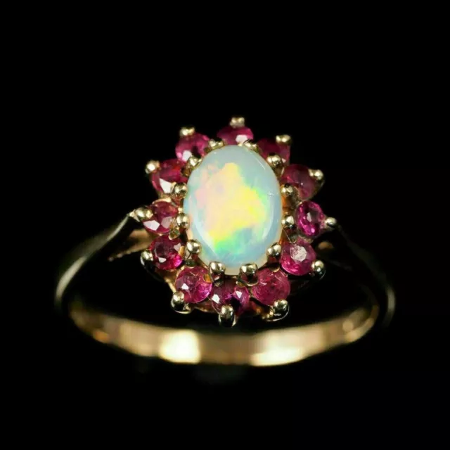 OVAL CUT LAB Created Fire Opal Women's Engagement In Ring 14K Yellow ...
