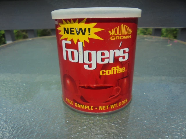 Vintage Folger's 6 oz Coffee can Free sample. Pre-UPC code, 1974?..Empty Vintage Folger's 6 oz Coffee can Free sample. Pre-UPC code, 1974?..Empty