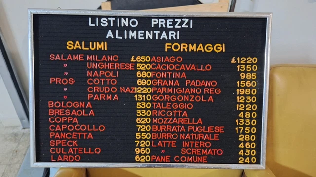 TABELLA INSEGNA LISTINO Prezzi Alimentari Anni 80 Prezzario EUR 180,00 ...