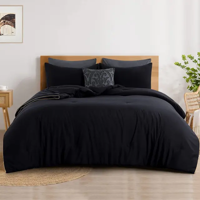 Fluffy Duvet Insert Queen - Lightweight Cooling Bedding Comforter Queen Size Bla