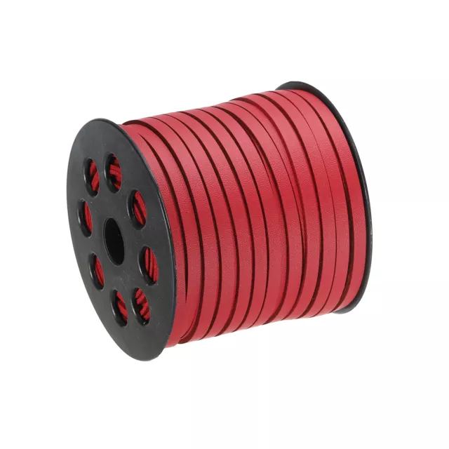 49.21 Yard 5mm Flat Leather Cord Suede String for DIY Crafts, Red 1 Roll