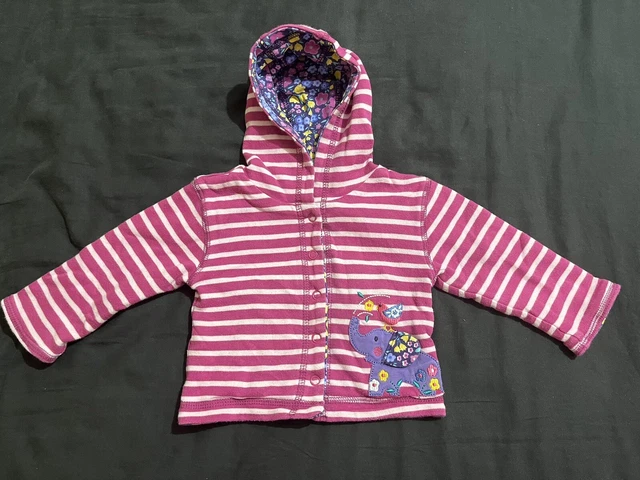 Baby Girl Hooded Reversible Jacket Age 0-3 Months From JoJo Maman Bebe