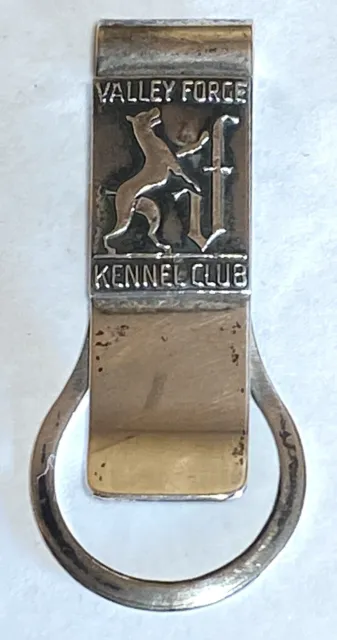 Vintage Sterling Silver Money Clip Valley Forge Kennel Club Dog Design.