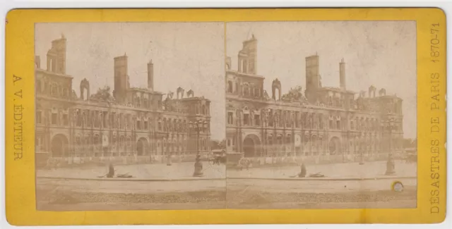 Paris ruins 1871 stereoview-Destroyed Hotel de Ville by Armand Varroquier