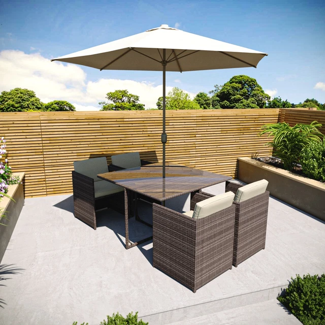 4 SEATER GARDEN Set Parasol FREE Delivery Brand New