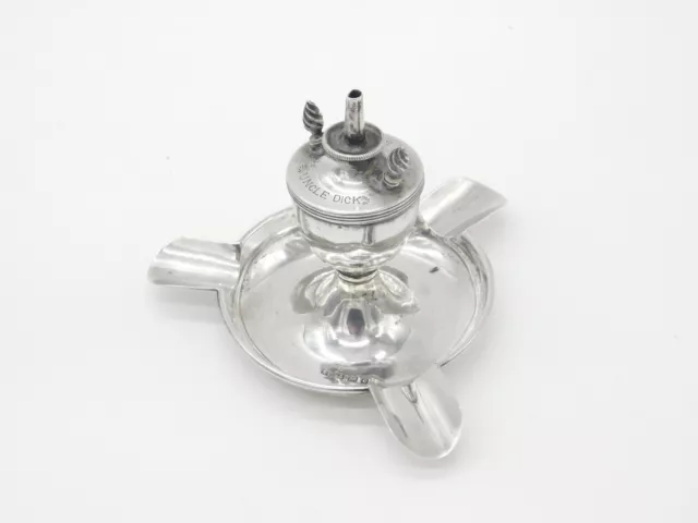 Edwardian Sterling Silver Table Lighter & Ashtray Engraved 1902 Birmingham 2