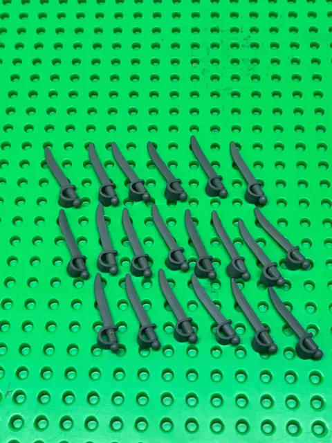 20 LEGO Minifigure Weapons Dark Bluish Gray Sword Cutlass Saber Pirate 2530