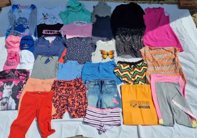 Girls Summer Clothes Bundle 30 items Tshirts, Shorts, Caps, Leggings, Skirt, etc