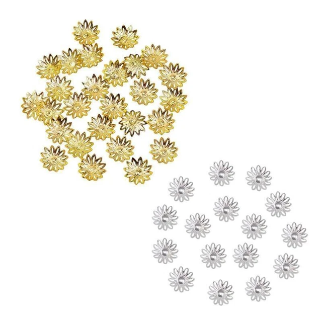100 Pcs Jewelry Making Flower Bead - 16mm Hollow Metal Spacer Findings