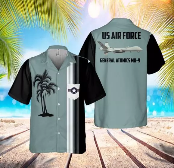 Us Air Force Hawaiian Shirt General Atomics Mq-9 Reaper Pocket 1