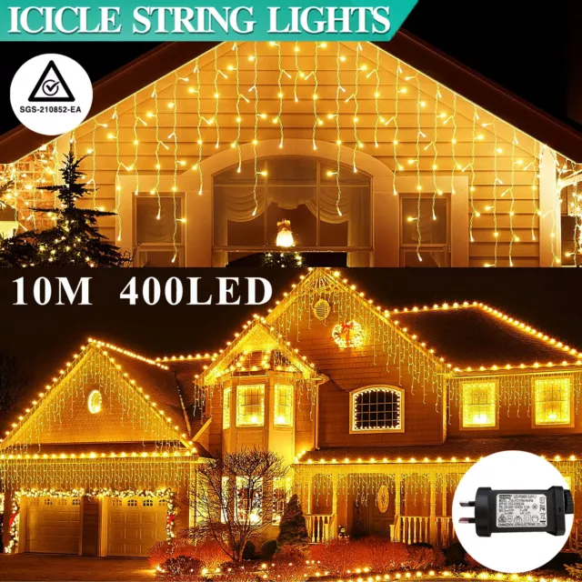 400LED Icicle Curtain Fairy Lights Wedding Indoor Outdoor Christmas Garden Party