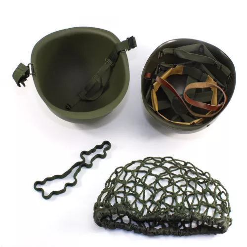 SET WWII US ARMY M1 HELMET +COVER COTTON CAMOUFLAGE NET GREEN +OD Cotton StrapP