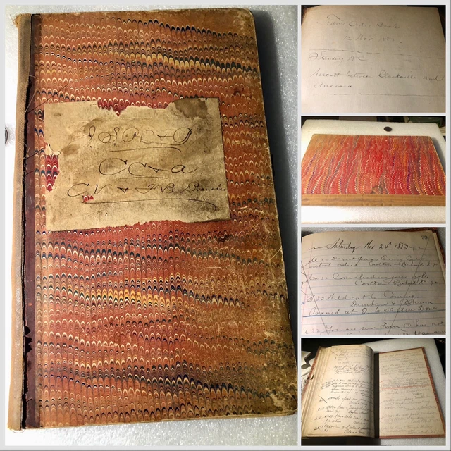1883 train order book handwritten ledger 114 pages railroad history R.R. Ledger