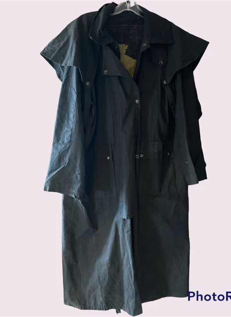 KAKADU  Duster/Drover Coat Black Weatherproof" Waxed Canvas Size Medium