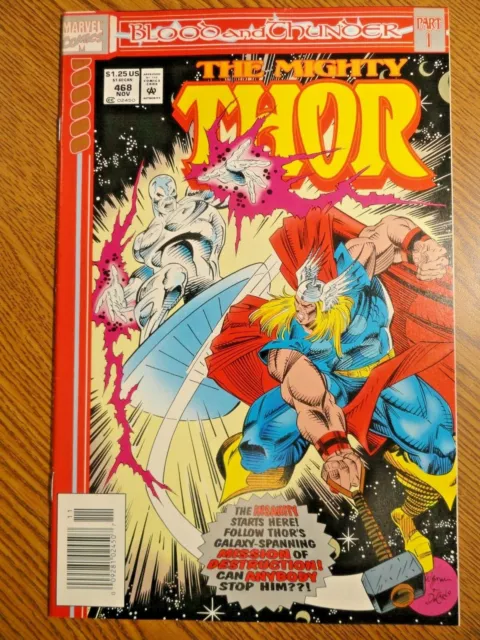 Mighty Thor #468 Newsstand Argent Surfeur VF + Sang & Thunder 1st Pr Amour