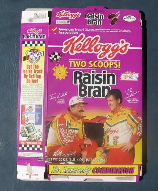 TERRY LABONTE--GARY DEHART--1997 Kellogg's Raisin Bran Cereal Box $4.88 ...