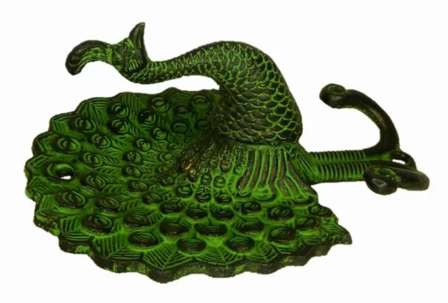 Victorian Repro Peacock Design Handmade Brass Towel Cloth Key Wall Hanger Hook