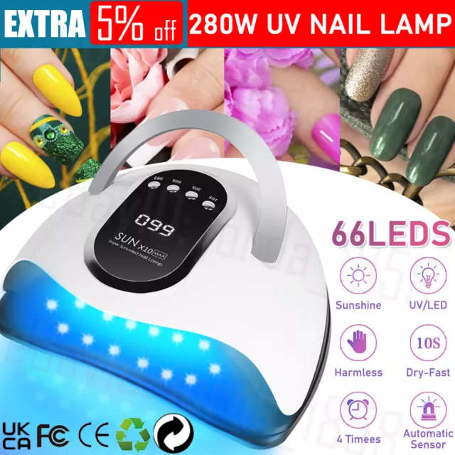 280W UV LED Nail Lamp Light Professional Nail Polish Dryer Art Gel Curing Device