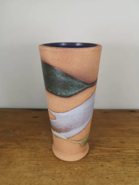 Studio Pottery Partially Drip Glazed Vase, Signed