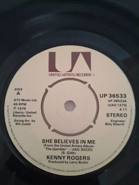 Kenny Rogers  - She believes in me/Morgana Jones on United Artists label. Origin