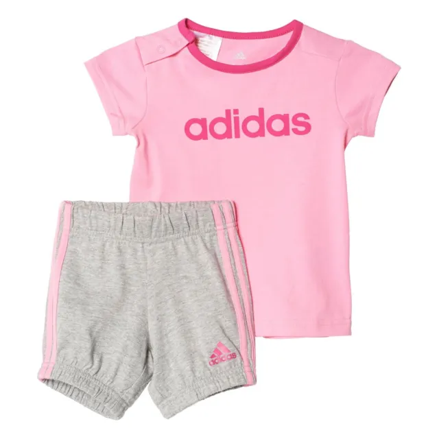 Adidas Bambine Estate Facile Set Maglietta E Pantaloncini Completo -rosa Grigio
