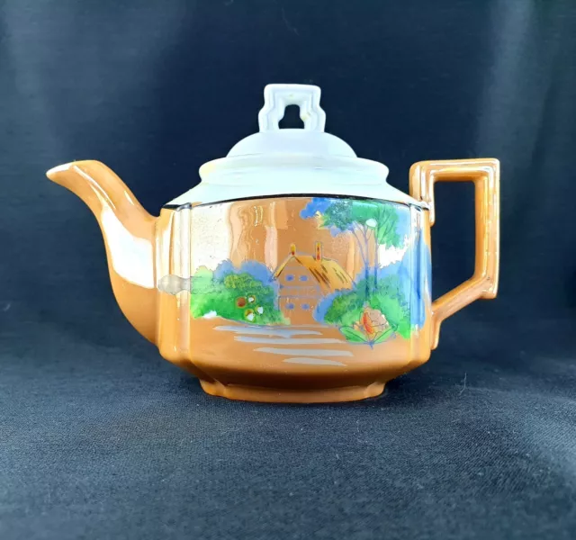 Vintage Hand Painted Lusterware Japanese Porcelain Teapot