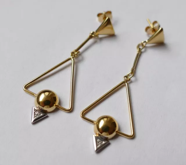 Ohrstecker lange Ohrstecker 2 Brillanten 333 Gelbgold Vintage ear studs gold