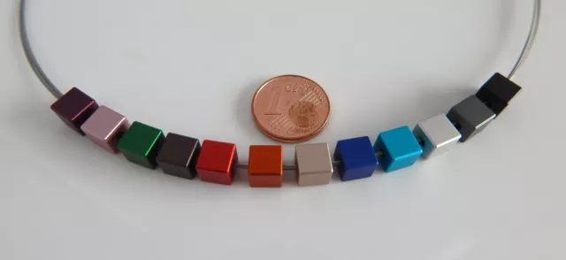 NEU 10 Mini Aluminium WÜRFEL 6mm eloxiert Würfelperlen 12 Farben zur Auswahl 3