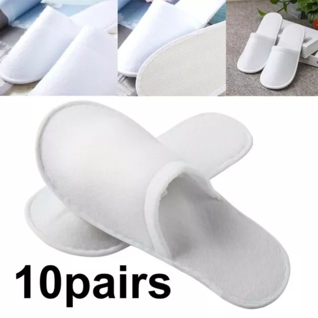 Convenient Pack of 10 Disposable Hotel Guest Slippers Breathable Fabric