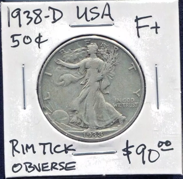 Usa - Beautiful Historical Silver Half Dollar, 1938 D (Excellent Date)