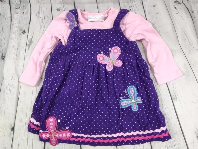 Samantha Says Girls Size 24 Months.  Purple Corduroy Dress Pink Top
