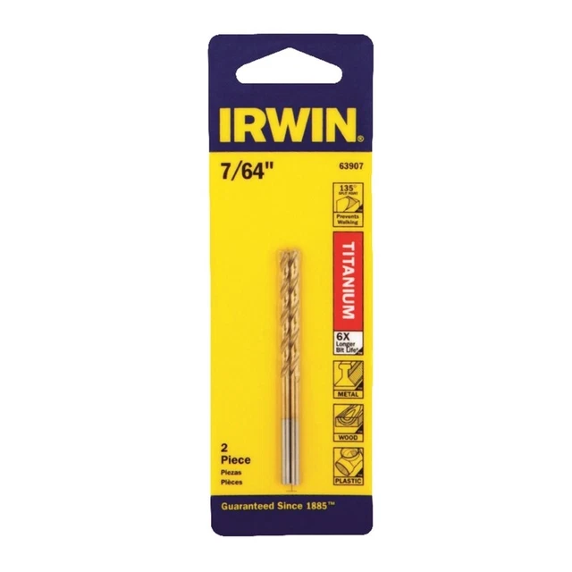 Irwin 63907 Titanium Nitride High Speed Steel SAE Drill Bits 7/64 x 2-5/8 L in.