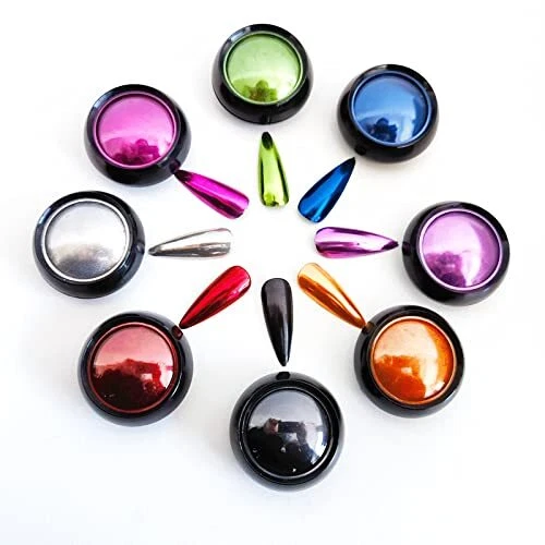 8 frascos de perlas cromo polvo para uñas cromo polvo para uñas efecto espejo metálico holo...