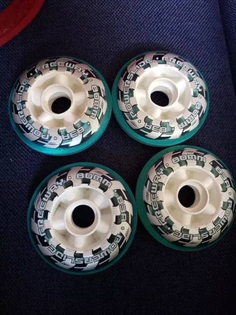 4 x POWERSLIDE Freeway 80mm Speed Inlineskates Inliner Rollen Wheels blau türkis