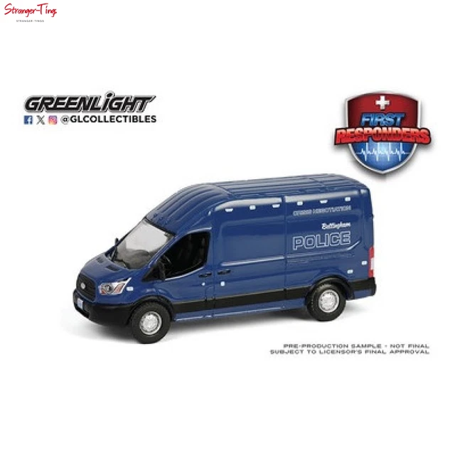 Greenlight 2017 Ford Transit Van Diecast Model - 1/43 Scale White Extended High Roof
